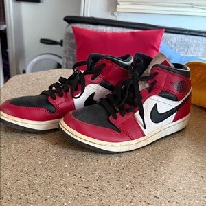Red and Black High-Top Sneakers